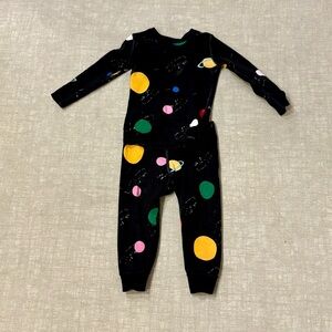 Hanna Andersson Black cotton Pajama 2pc Set planets space baby toddler boys 2T